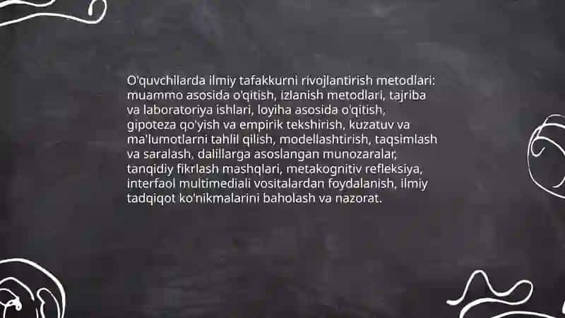 Ilmiy dunyoqarashni shakllantirish va o'quvchilarni aqliy tarbiyalash 4