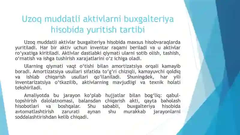 Uzoq muddatli aktivlar hisobini avtomatlashtirish – 10 slaydli taqdimot 4
