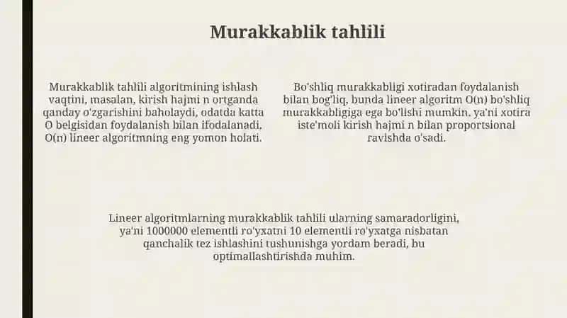 Chiziqli algoritmlar 4