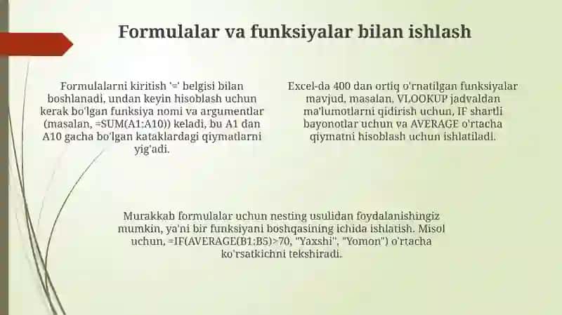 Excel bilan amaliyot 4