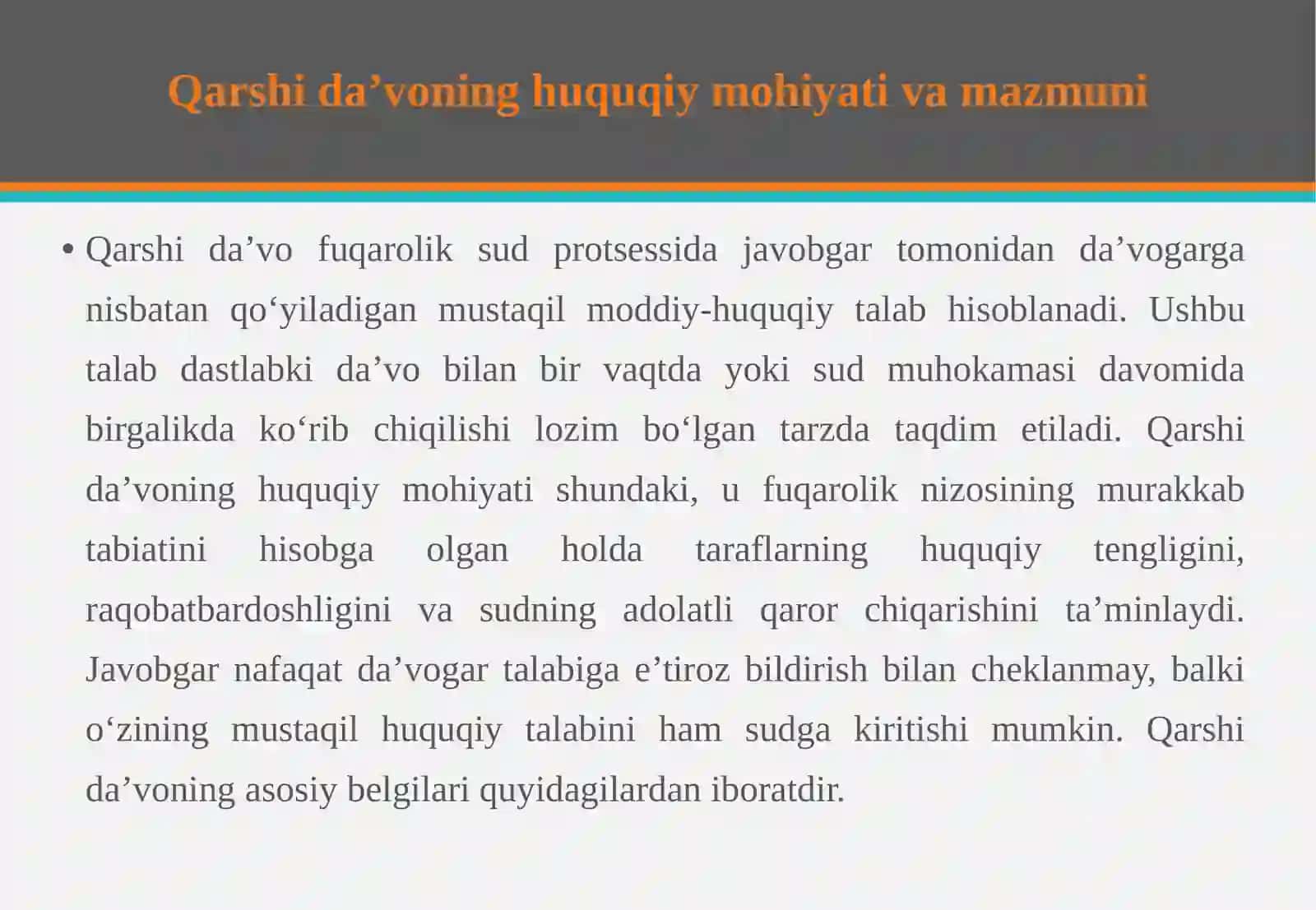Qarshi da’vo va uni qabul qilish shartlari 4