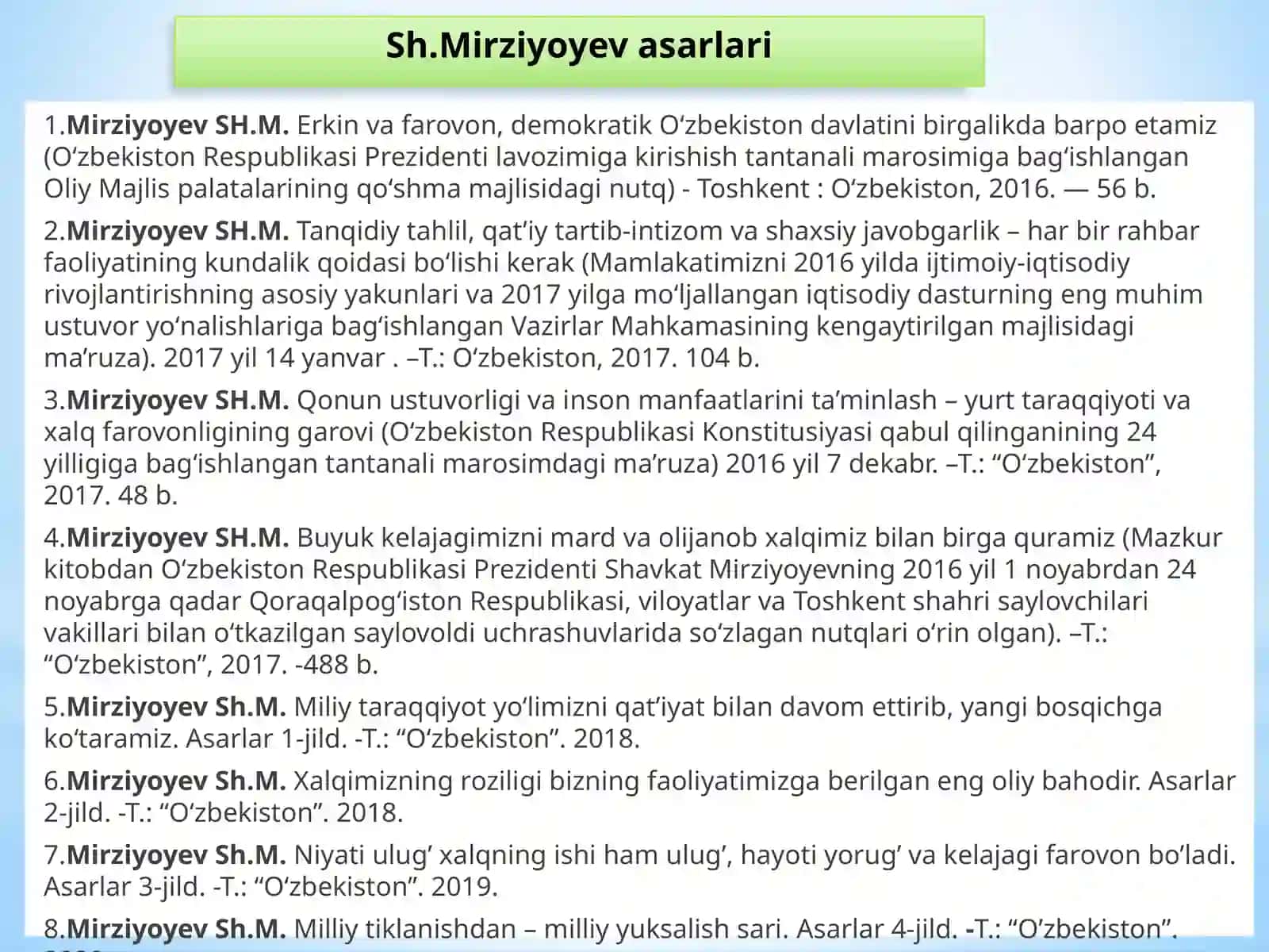 О‘zbekiston Respublikasi Prezidenti Shavkat Mirziyoyev rahbarligida yangilanayotgan О‘zbekiston: milliy tiklanishdan – milliy yuksalish sari 4