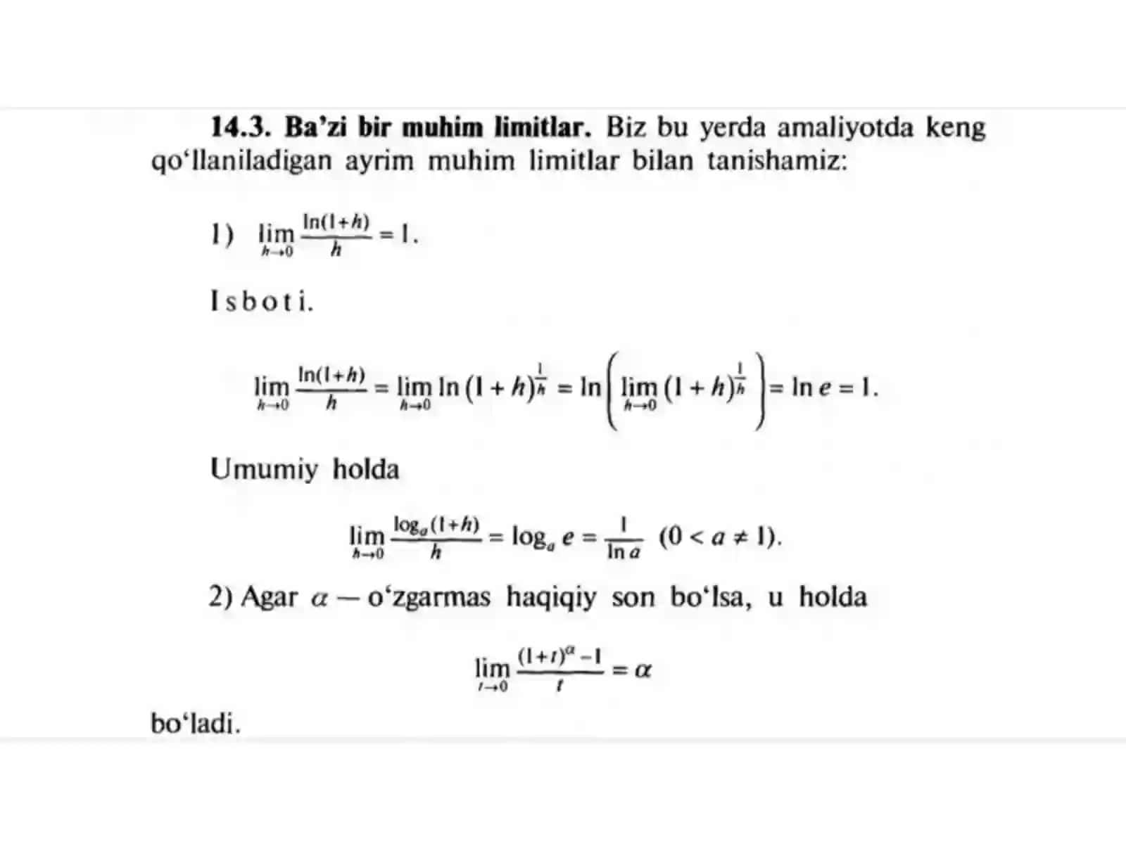 MUHIM LIMITLAR. CHEKSIZ KICHIK VA CHEKSIZ KATTA FUNKSIYALAR. FUNKSIYALARNI TAQQOSLASH 4