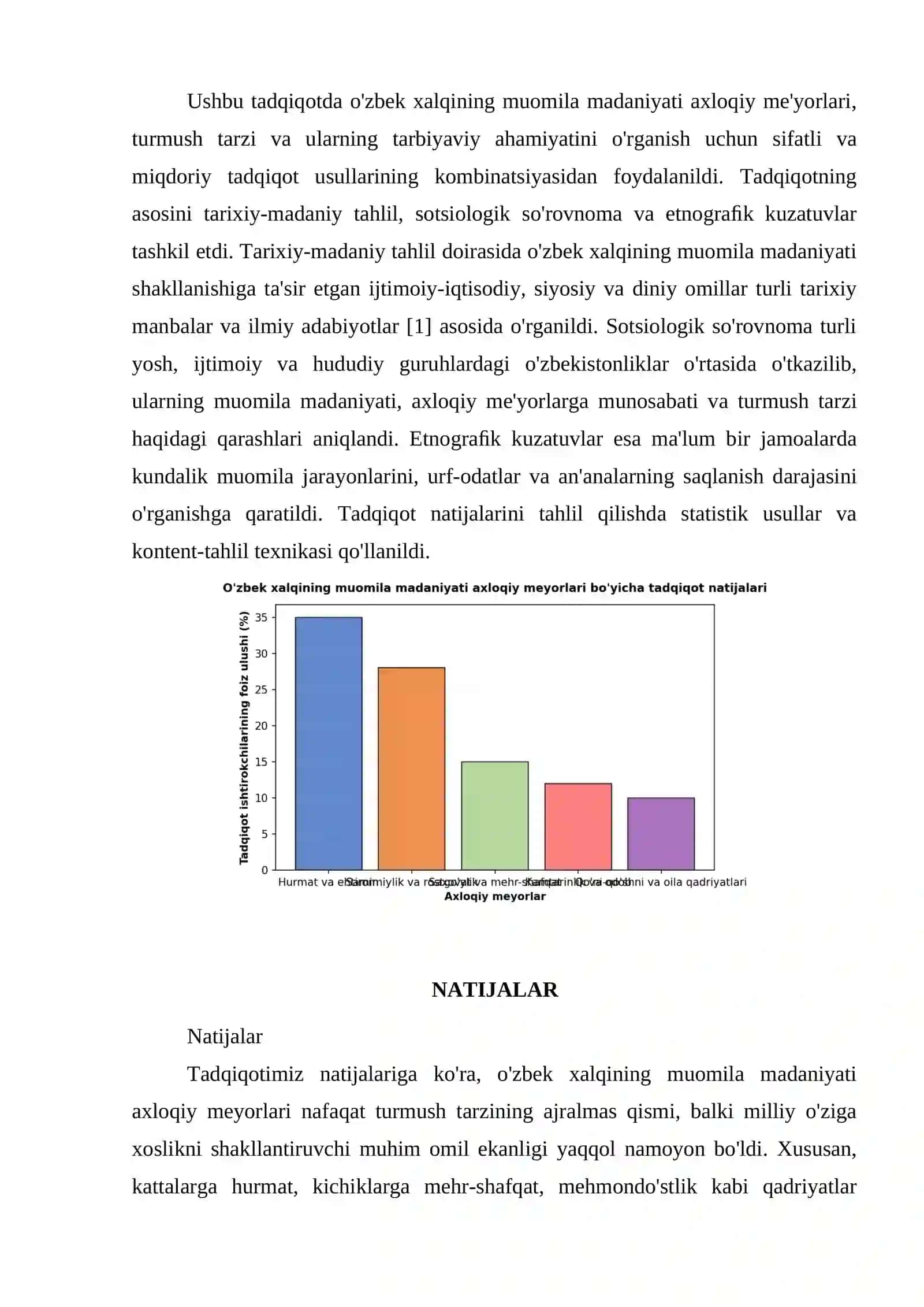 O'ZBEK XALQINING MUOMILA MADANIYATI AXLOQIY MEYORLARI TURMUSH TARZI VA ULARNING TARBIYAVIY AHAMIYATI 4