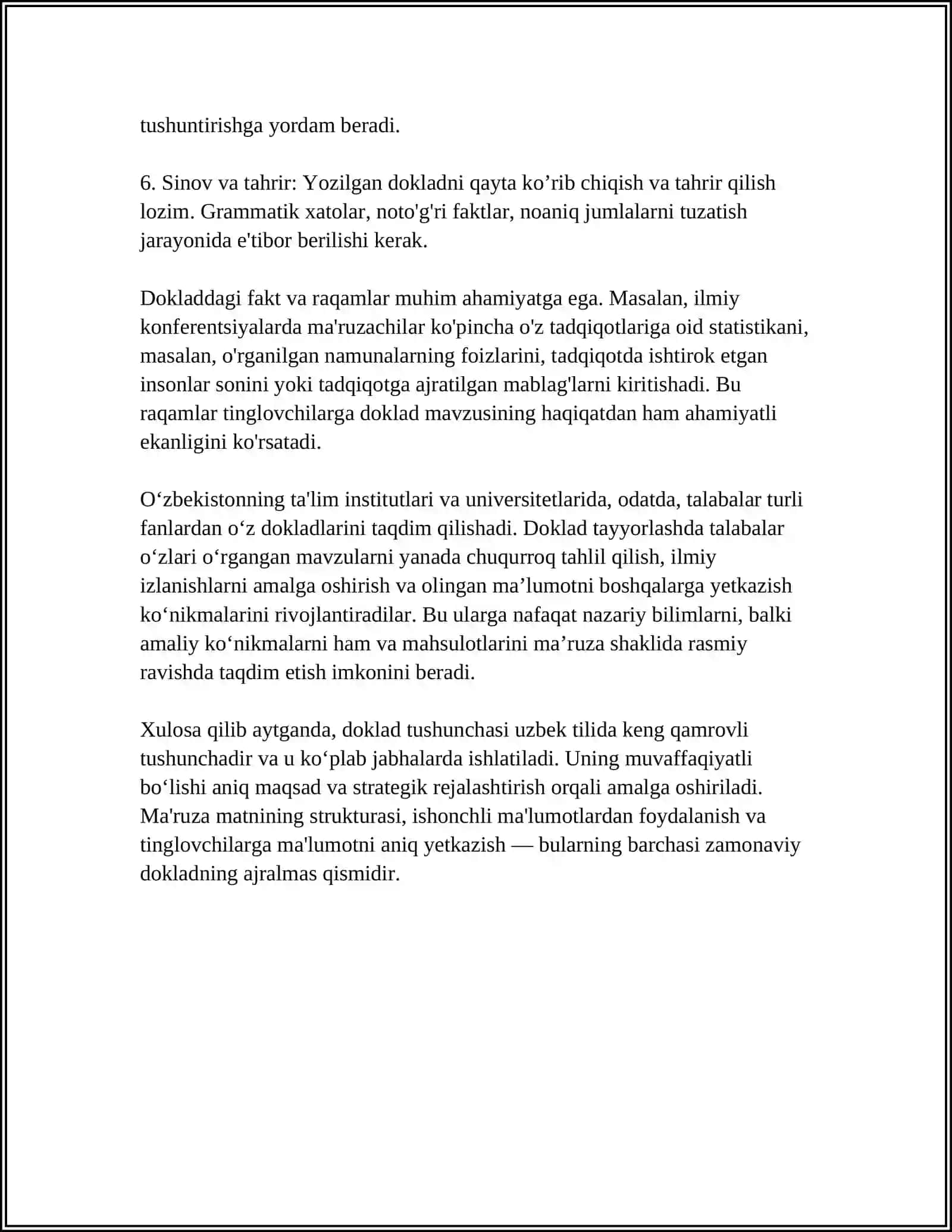 DOKLAD. DOKLAD TUZILMAS HAQIDA TAQDIMOT 4