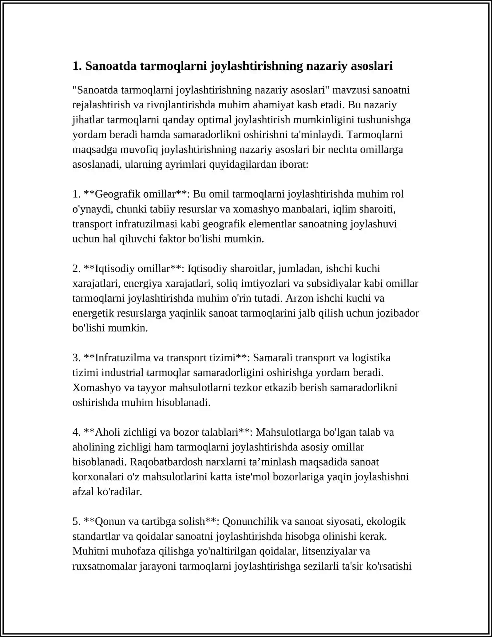 Sanoatda Tarmoqlarni Joylashtirishning Nazariy Asoslari 4
