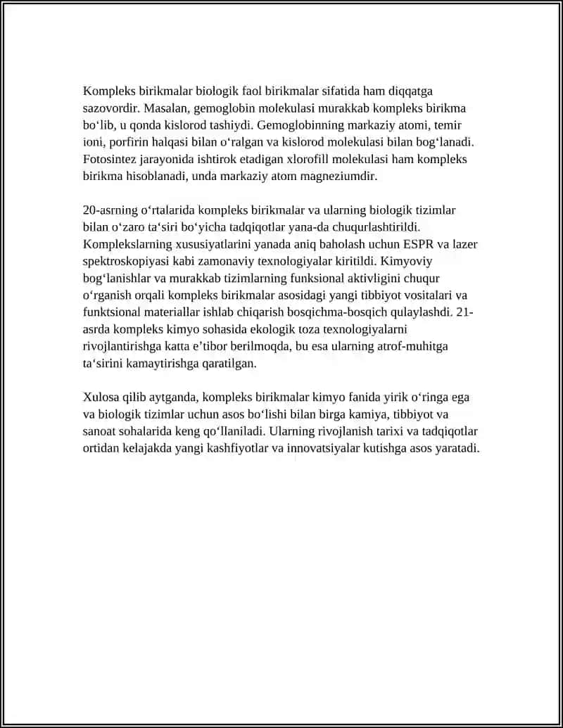 KOMPLEKS BIRIKMALAR VA BIOLOGIK FAOL BIRIKMALAR 4