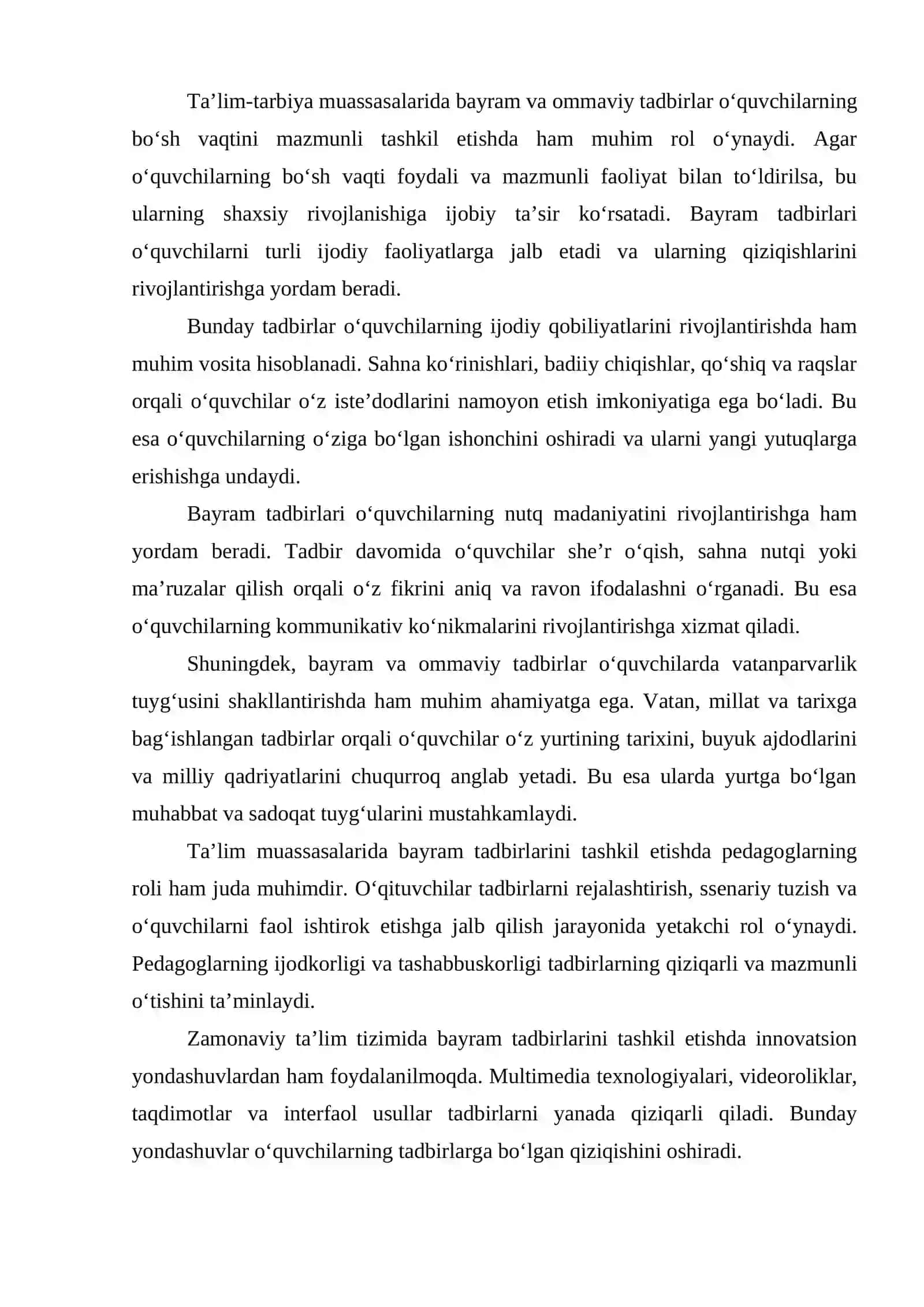 Ta’lim-tarbiya muassasalarida bayramlar va ommaviy tadbirlarni namunali o‘tkazish 4