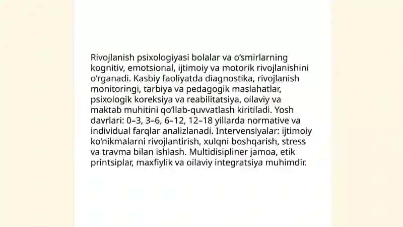 Psixologiya tarmoqlari va psixolog kasbiy faoliyati 4