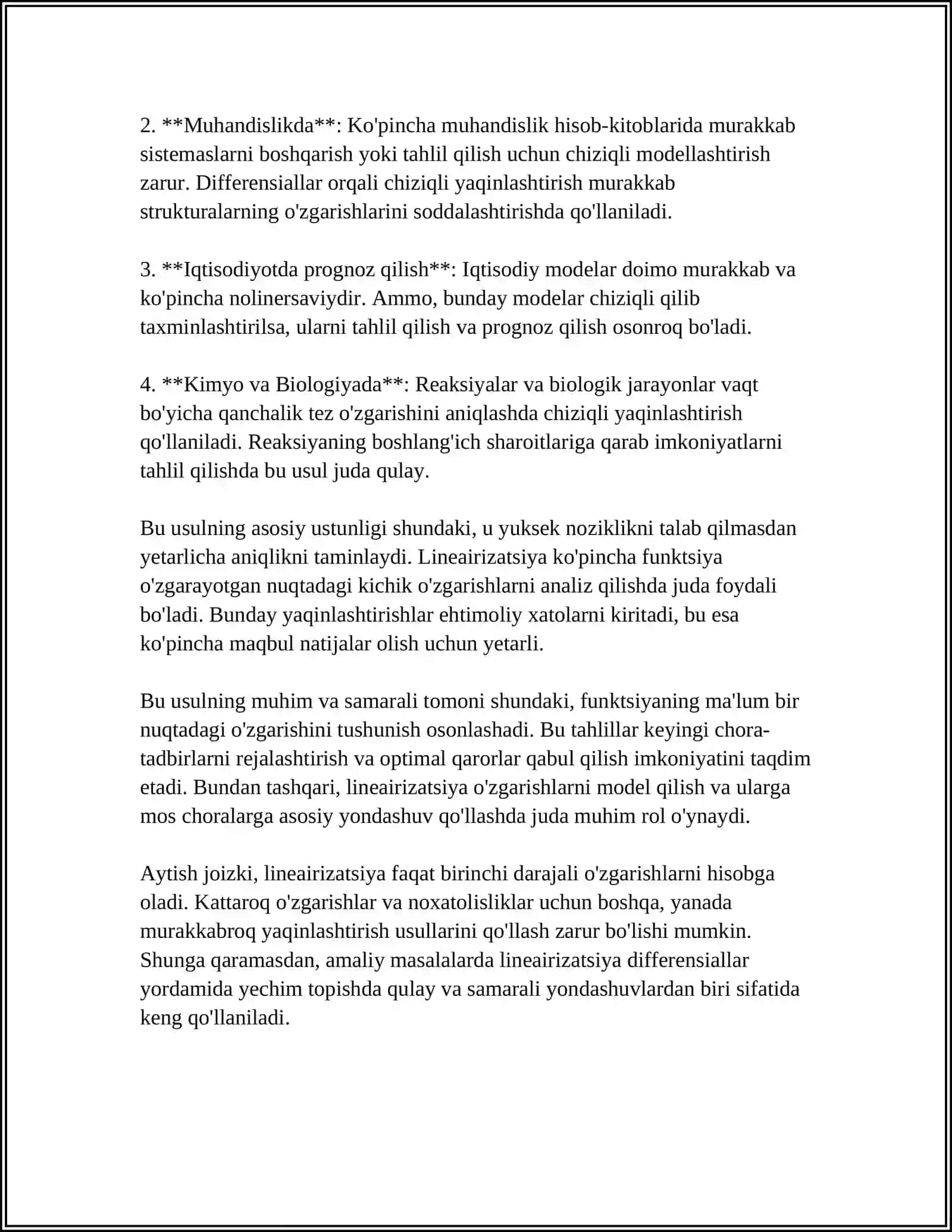 FUNKSIYA DIFFERENSIALINING AMALIY MASALALARDA QOʻLLANILISHI 4