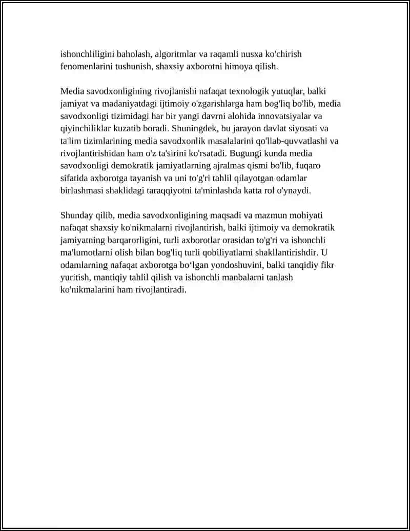 MEDIA SAVODXONLIKIGI MAQSADI VA MAZMUN MOHIYATI 4