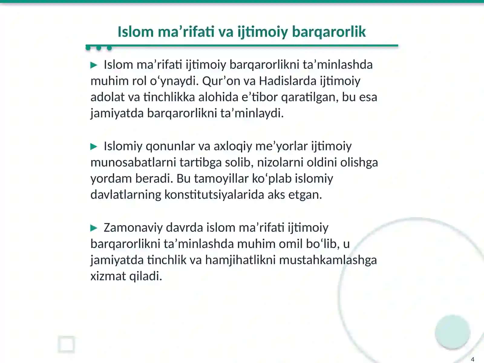 Islom qadriyatlari va maʼrifatining hozirgi davrdagi ahamiyati 4