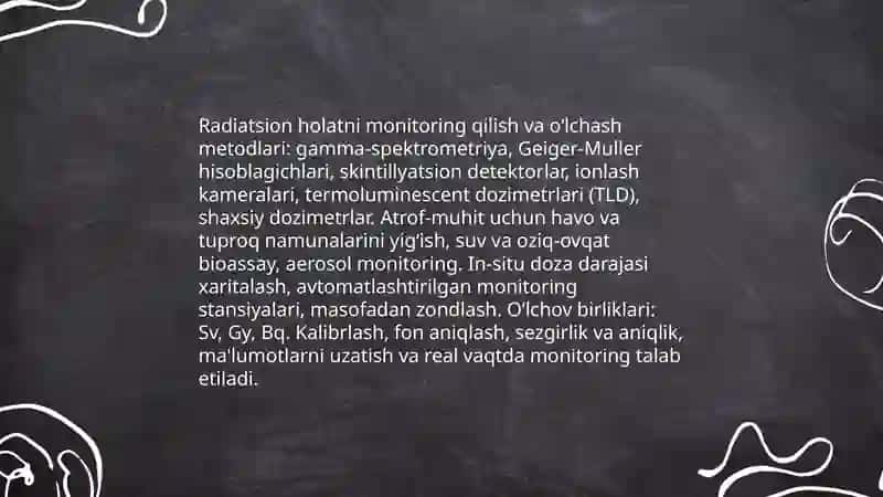 Favqulotda vaziyatni baholash. Radiatsion holat. Radioaktiv zararlanish manbaalari. Zonalar tavsifi 4