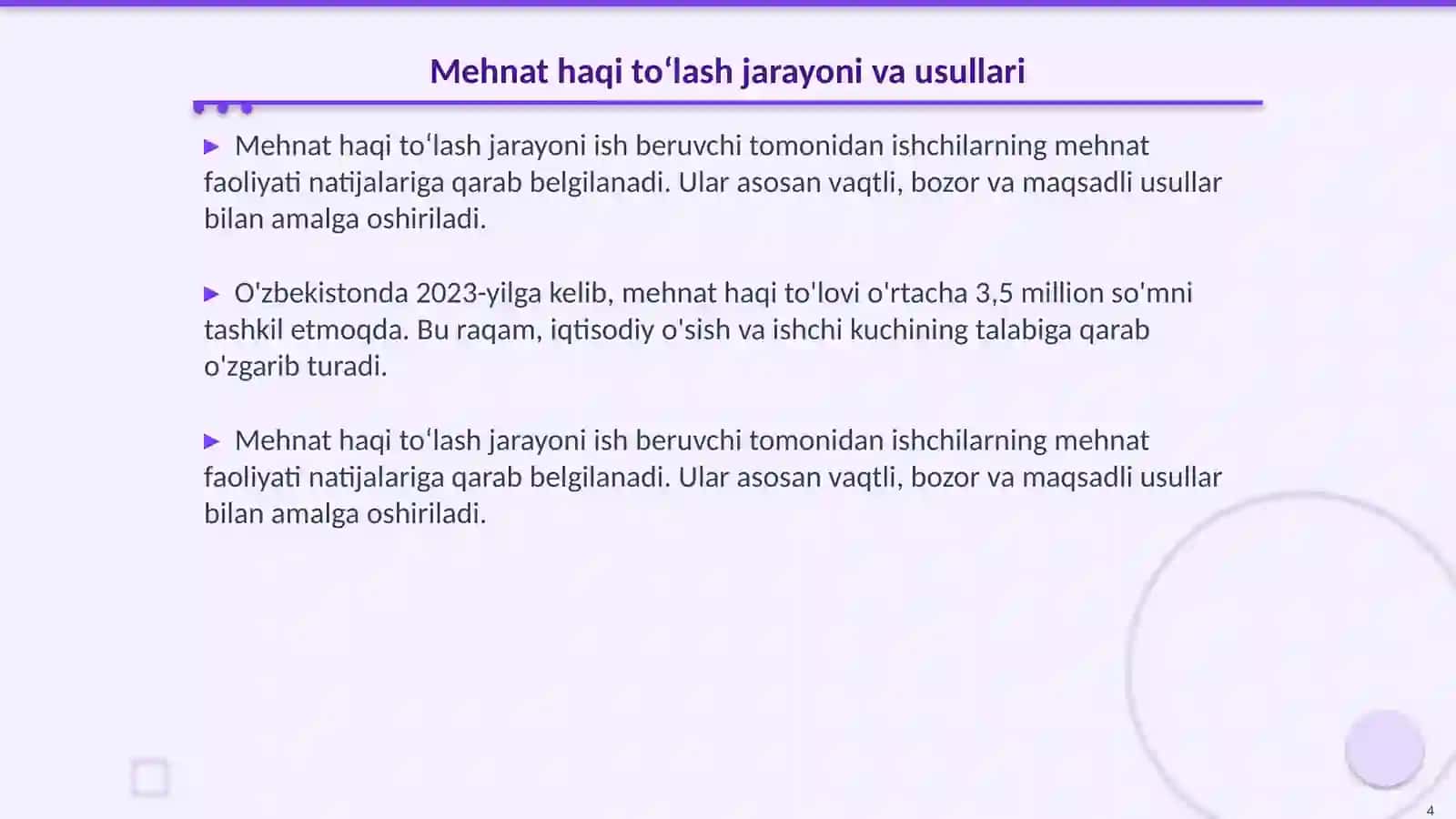 Mehnat haqi hisobi va toʻlash jarayoni auditi: mehnat qonunchiligi va xalqaro audit standartlari asosida nazorat 4