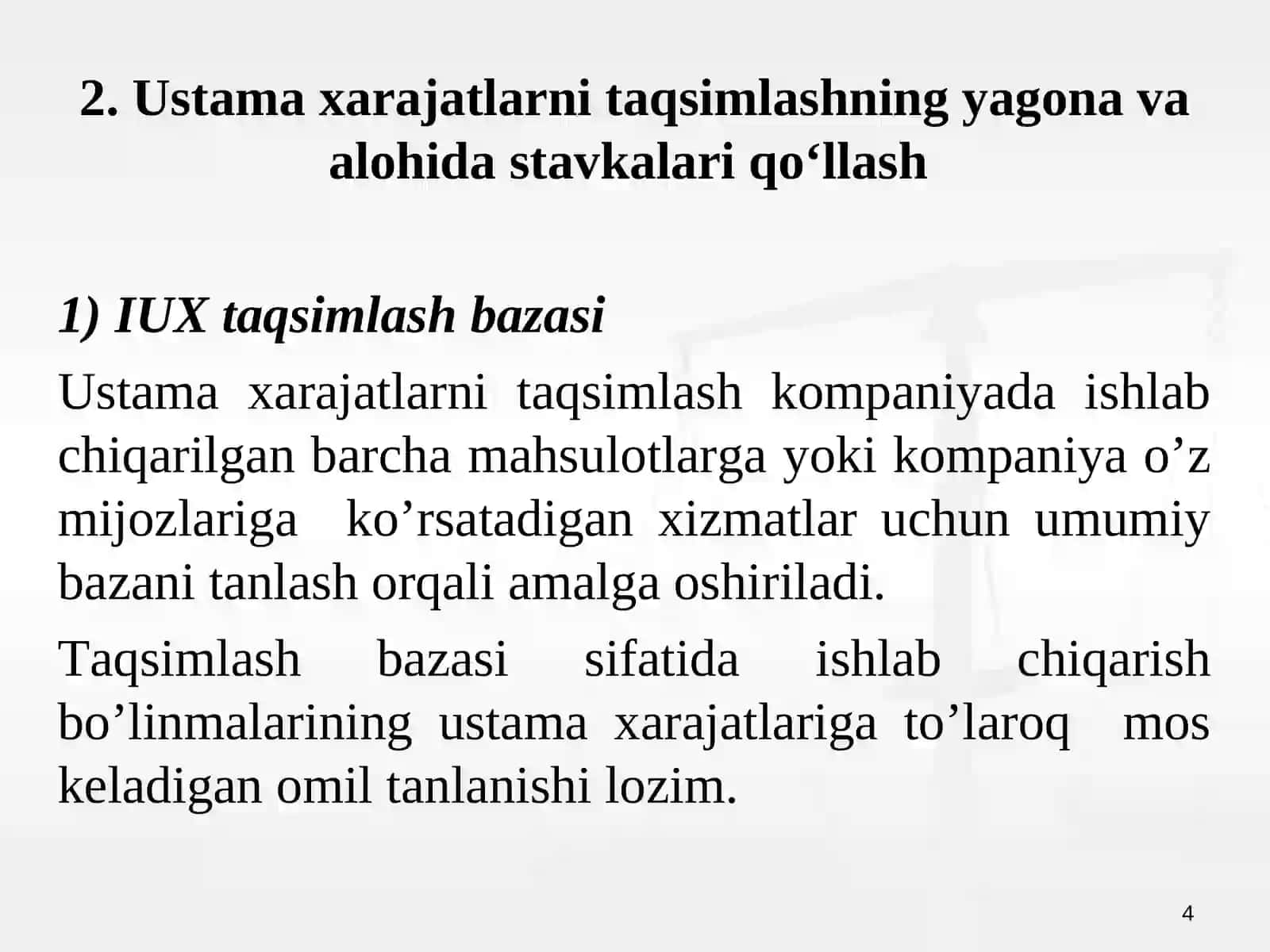 Ustama Xarajatlar Hisobi 4