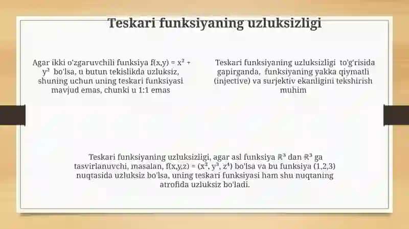 Uzluksiz ko'p o'zgaruvchilar funksiya 4