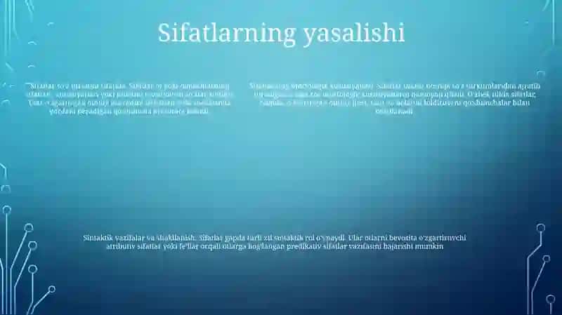 Sifat So’Z Turkumi Va Ularning Morfologik, Sintaktik Xususiyatlari, Yasalishi 4