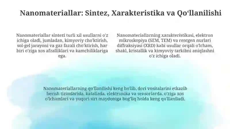 XXI asr kimyosining asosiy yoʻnalishlari 4