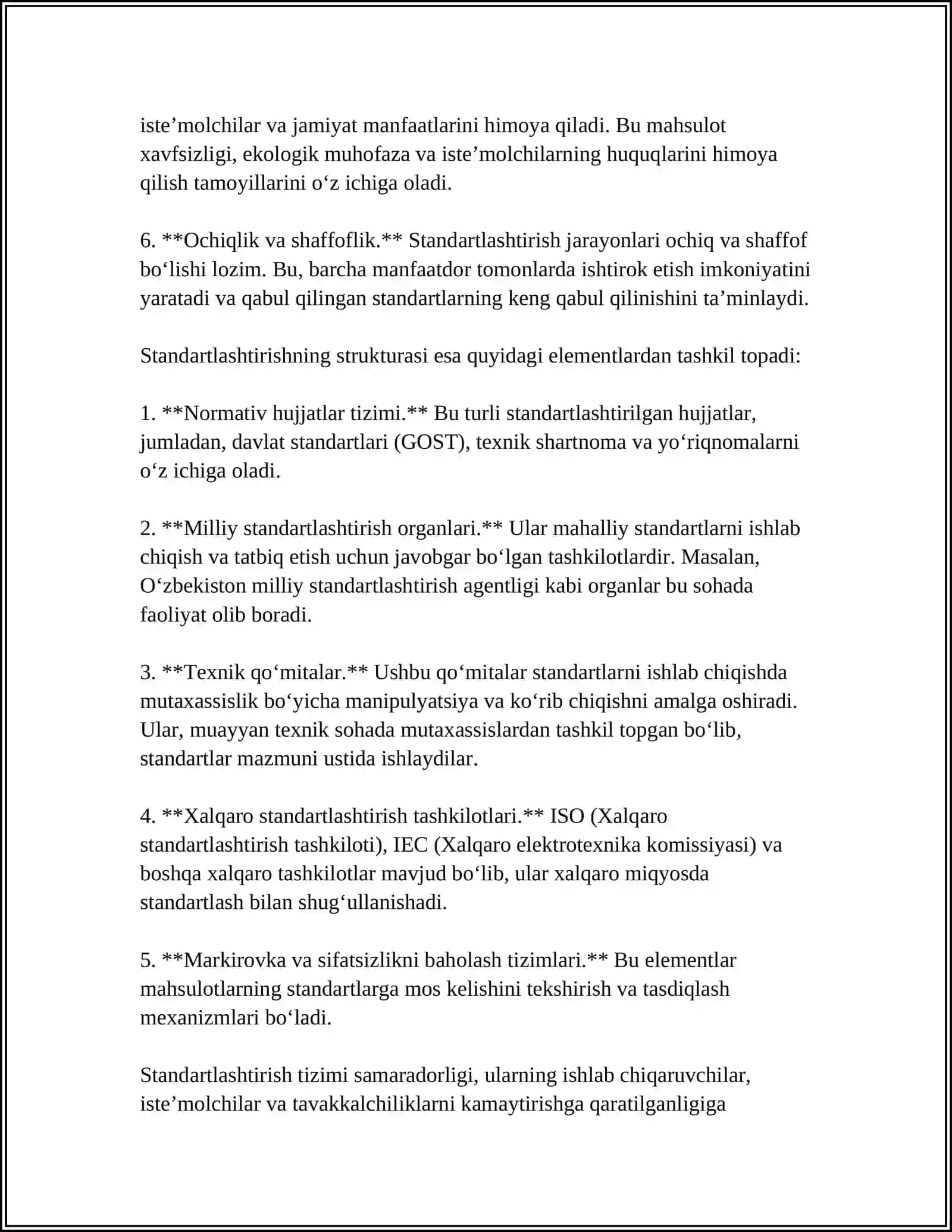 STANDARTLAR VA ULARNING XALQ XOJALIGIDAGI AXAMIYATI 4