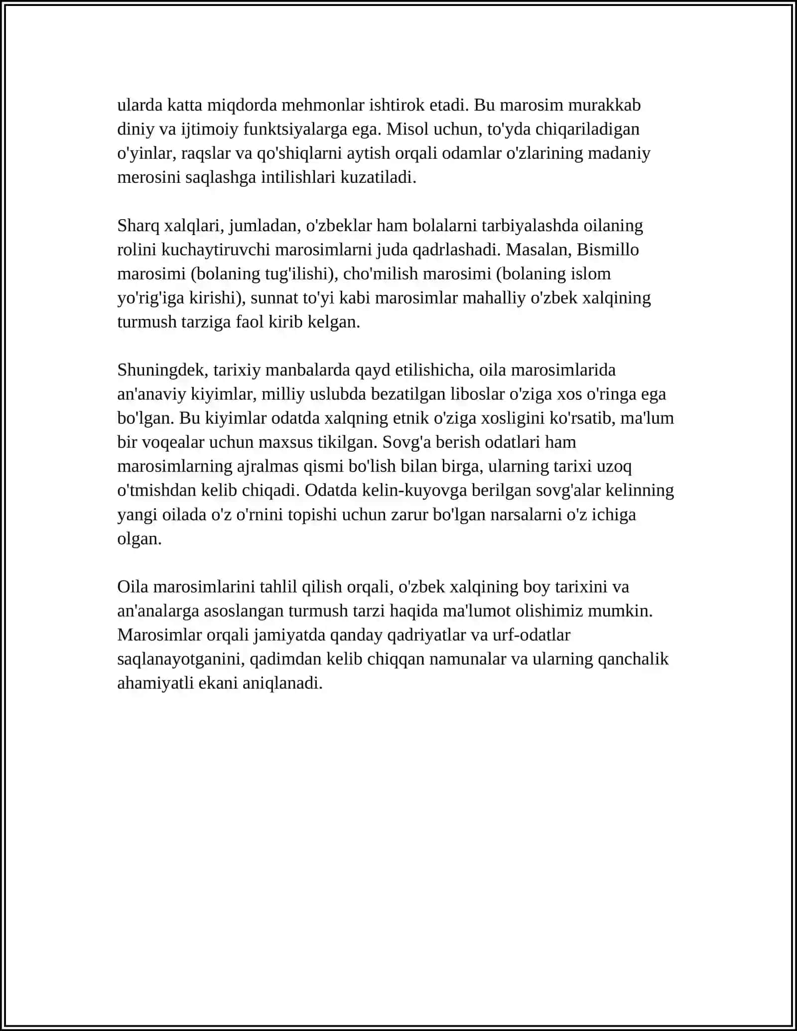 OILA MAROSIMLARI HAQIDA 4