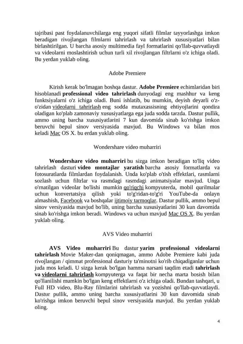 Video mohtaj dasturlari haqida ma’lumot 4
