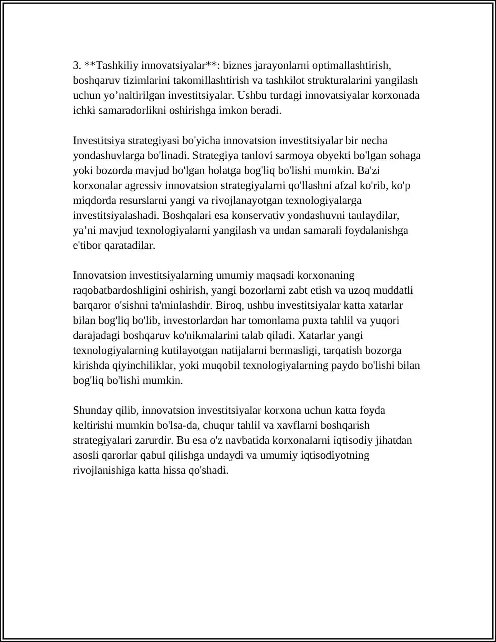 INNOVATSION INVESTITSIYALASH XUSUSIYATLARI VA UNINGSAMARADORLIGINI BAHOLASH METODOLOGIYASI 4