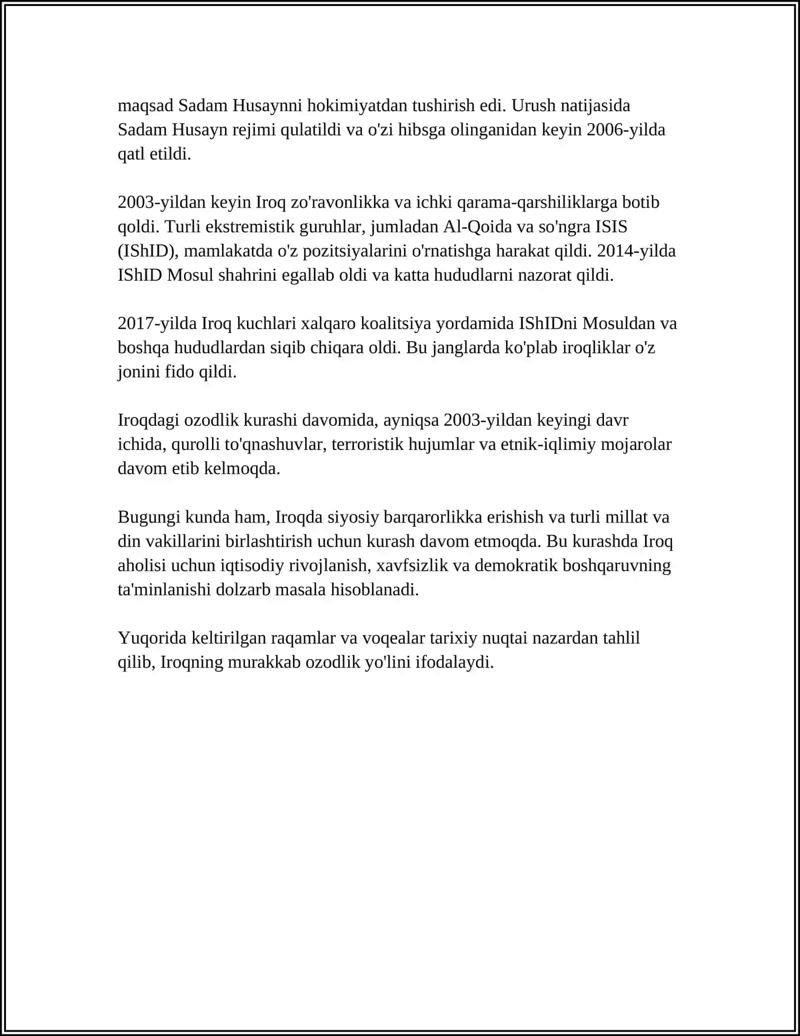 IROQDA OZODLIK KURASHINING YANGI BOSQICHI 4