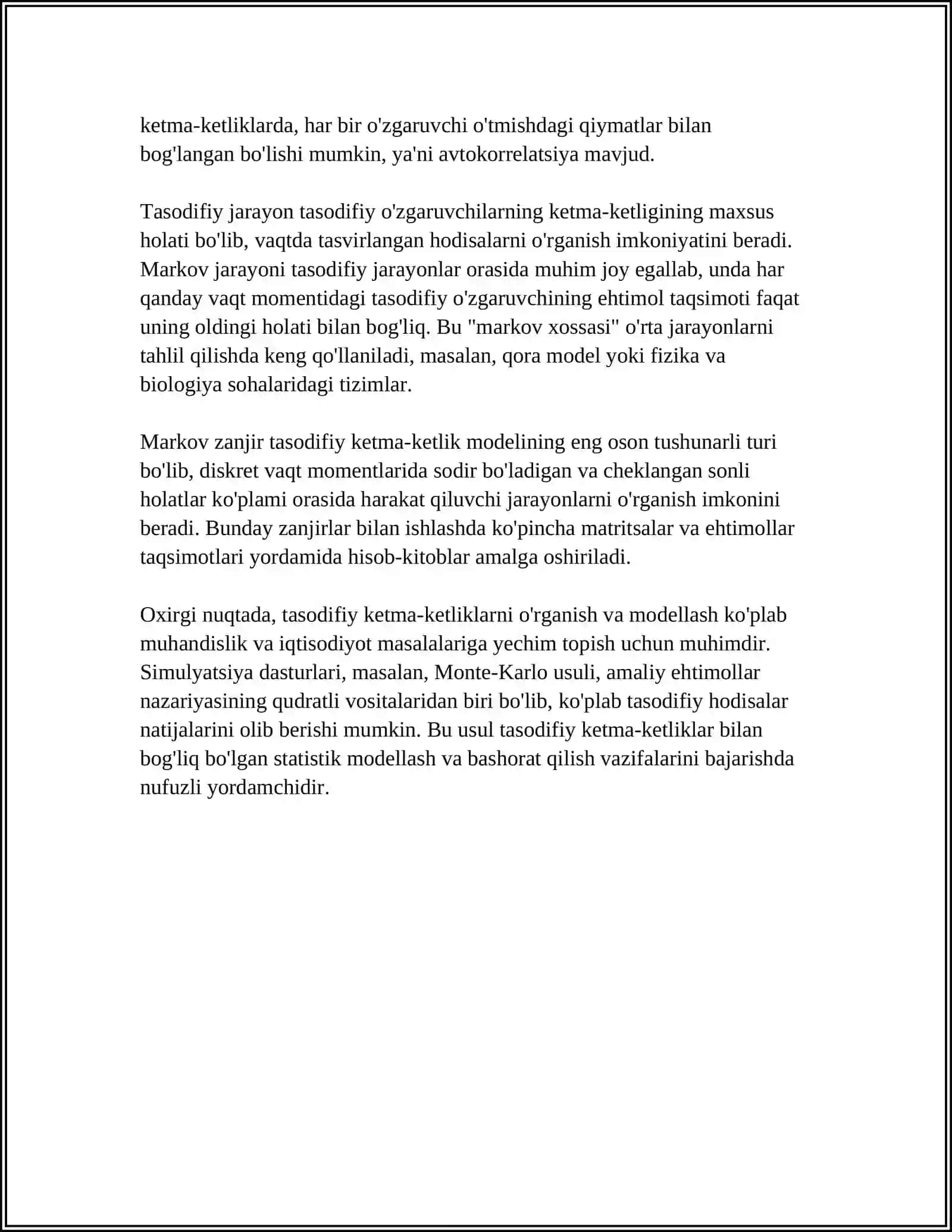 TASODIFIY MIQDORLAR KETMA-KETLIGINING YAQINLASHISHLARI. EHTIMOL VA BIR EHTIMOL BO’YICHA YAQINLASHISH. TAQSIMOT BO’YICHA YAQINLASHISH 4