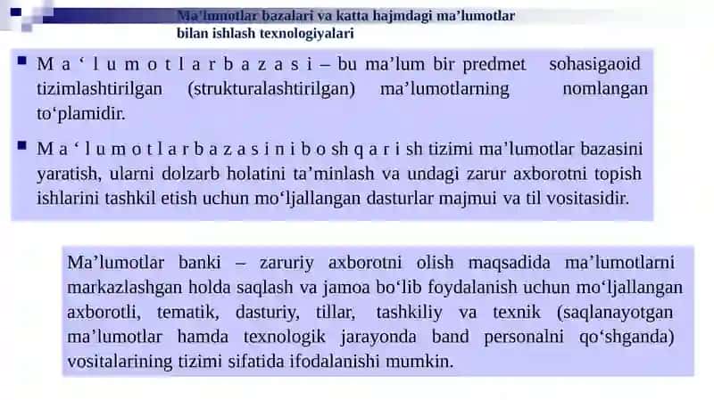 Katta hajmli malumotlar bilan ishlash texnologiyasi 4