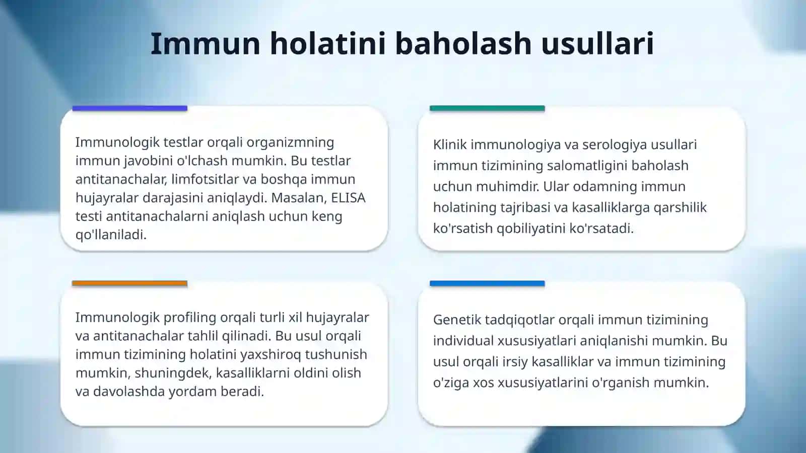 Organizmning immun holatiga baho berish usullari 4