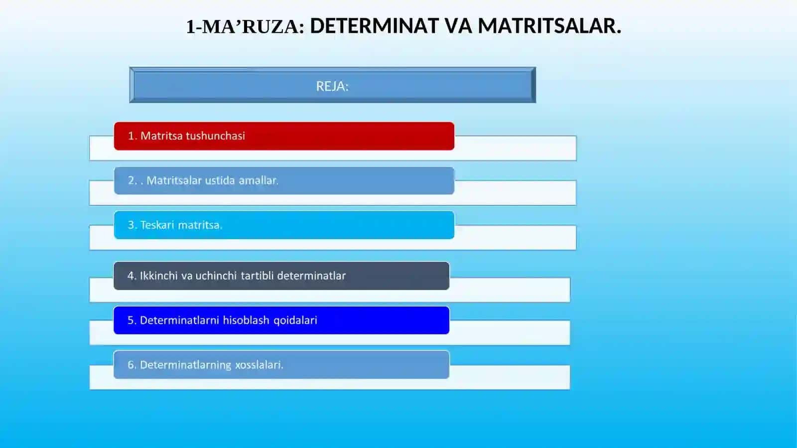 Matritsalar nazariyasi 4