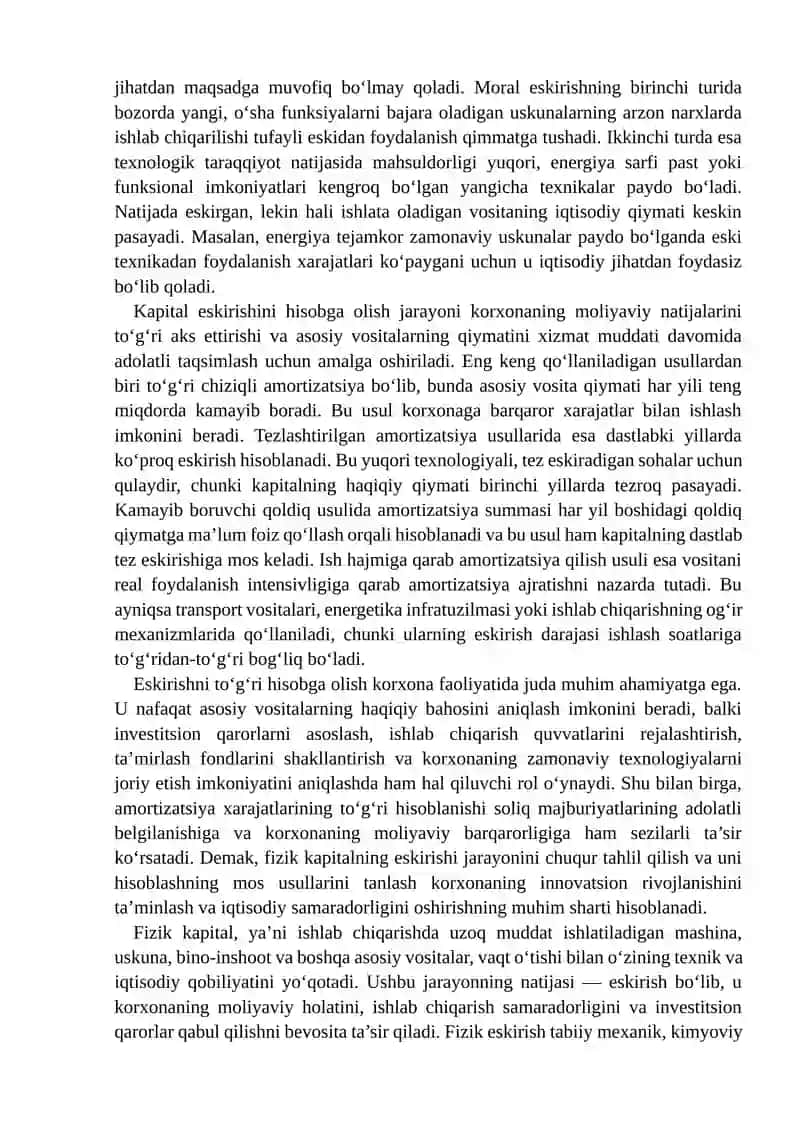 Fizik kapitalning qiymatini baholash 4