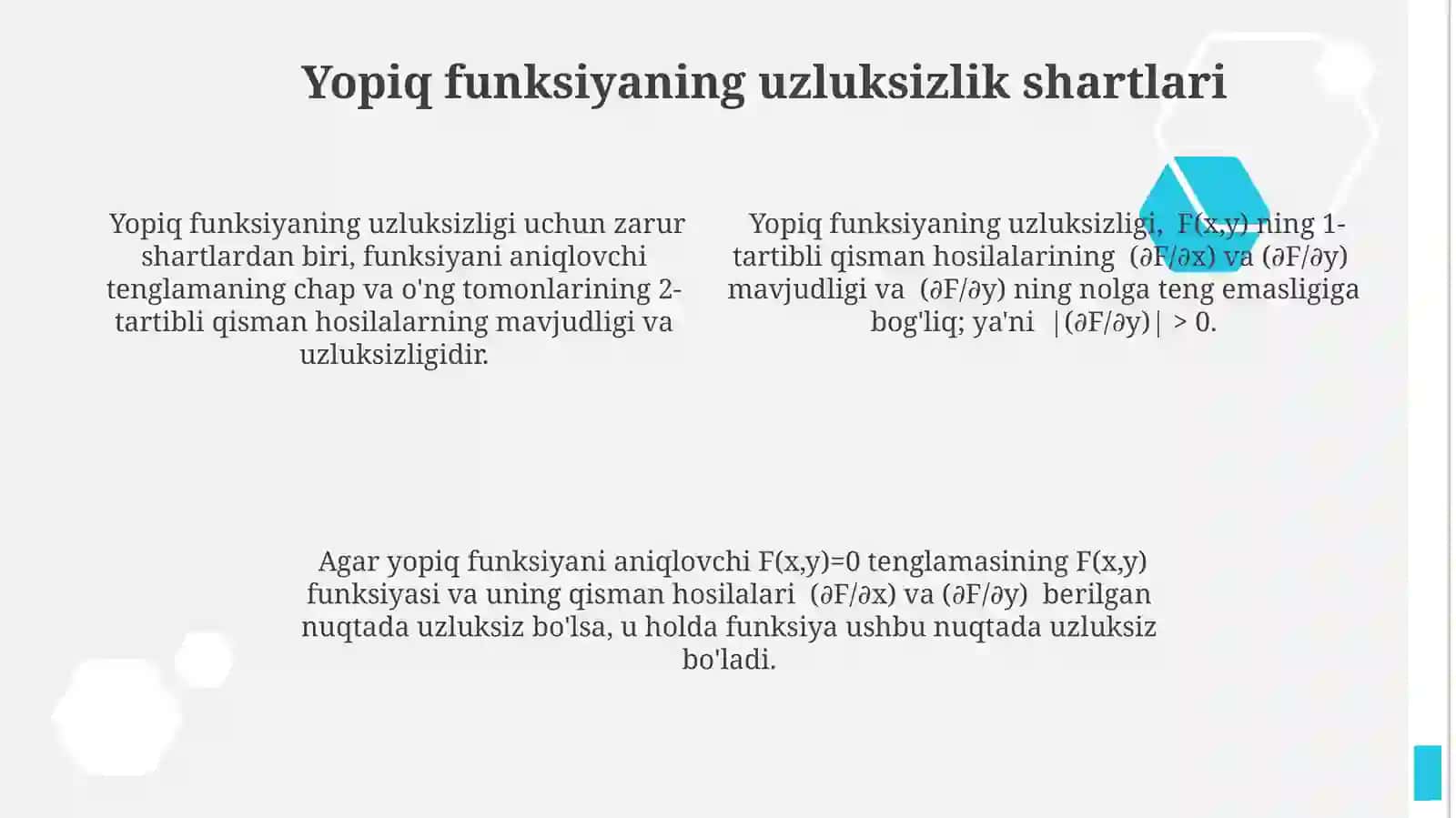 Ko'p o'zgaruvchili yopiq funksiyaning uzluksizligi 4