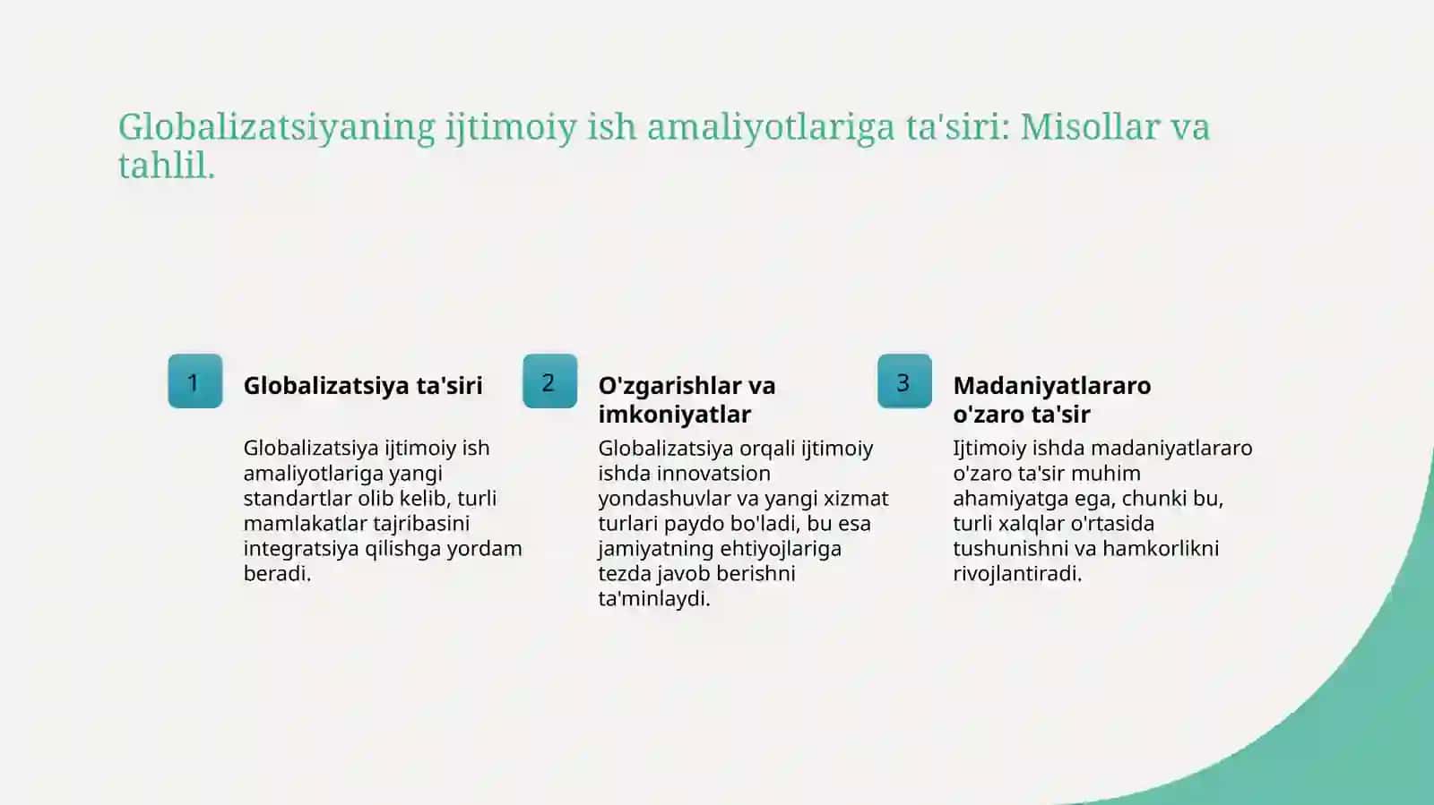 Globalizatsiya va ijtimoiy ish: Asosiy tushunchalar va ta'sirlar 4