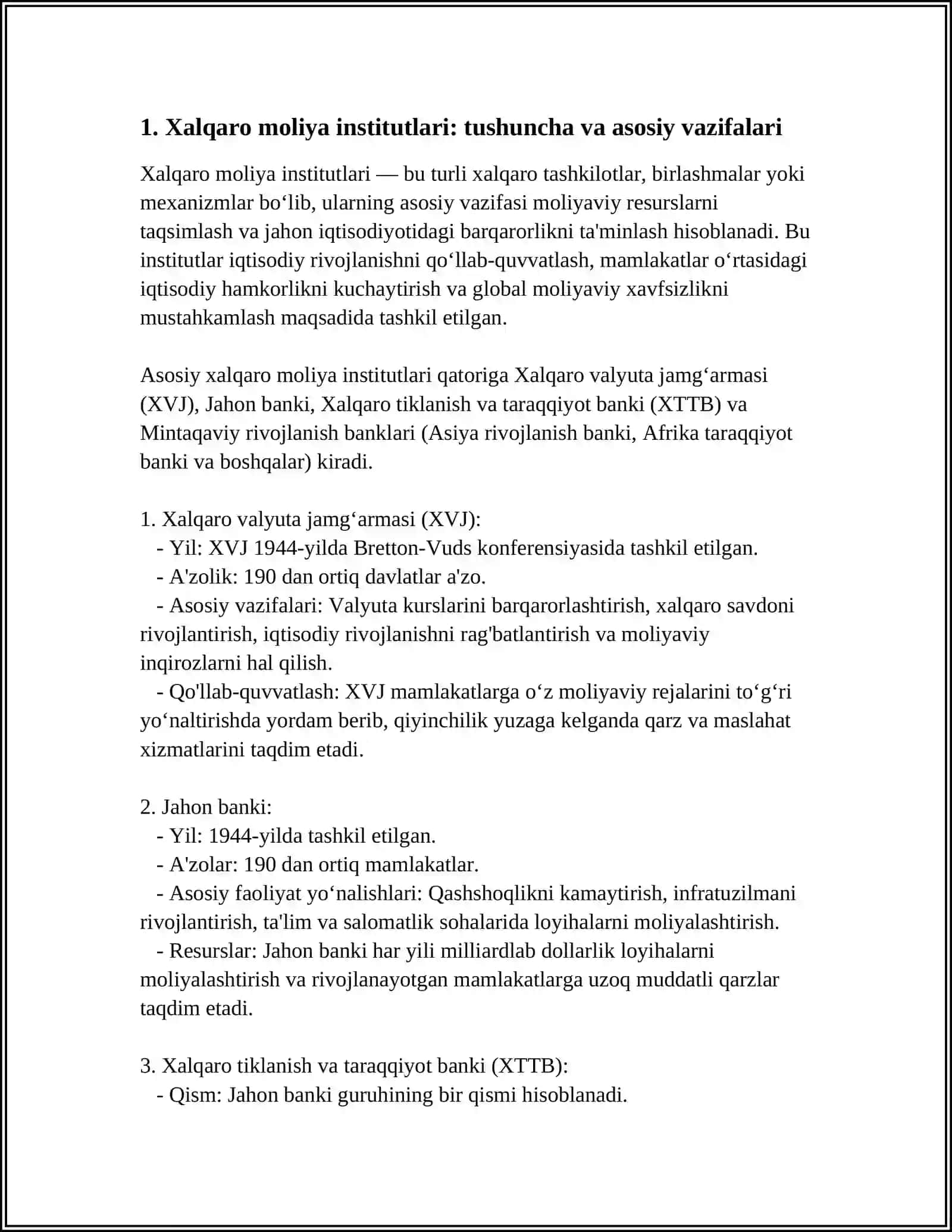 Xalqaro Moliya Institutlari 4
