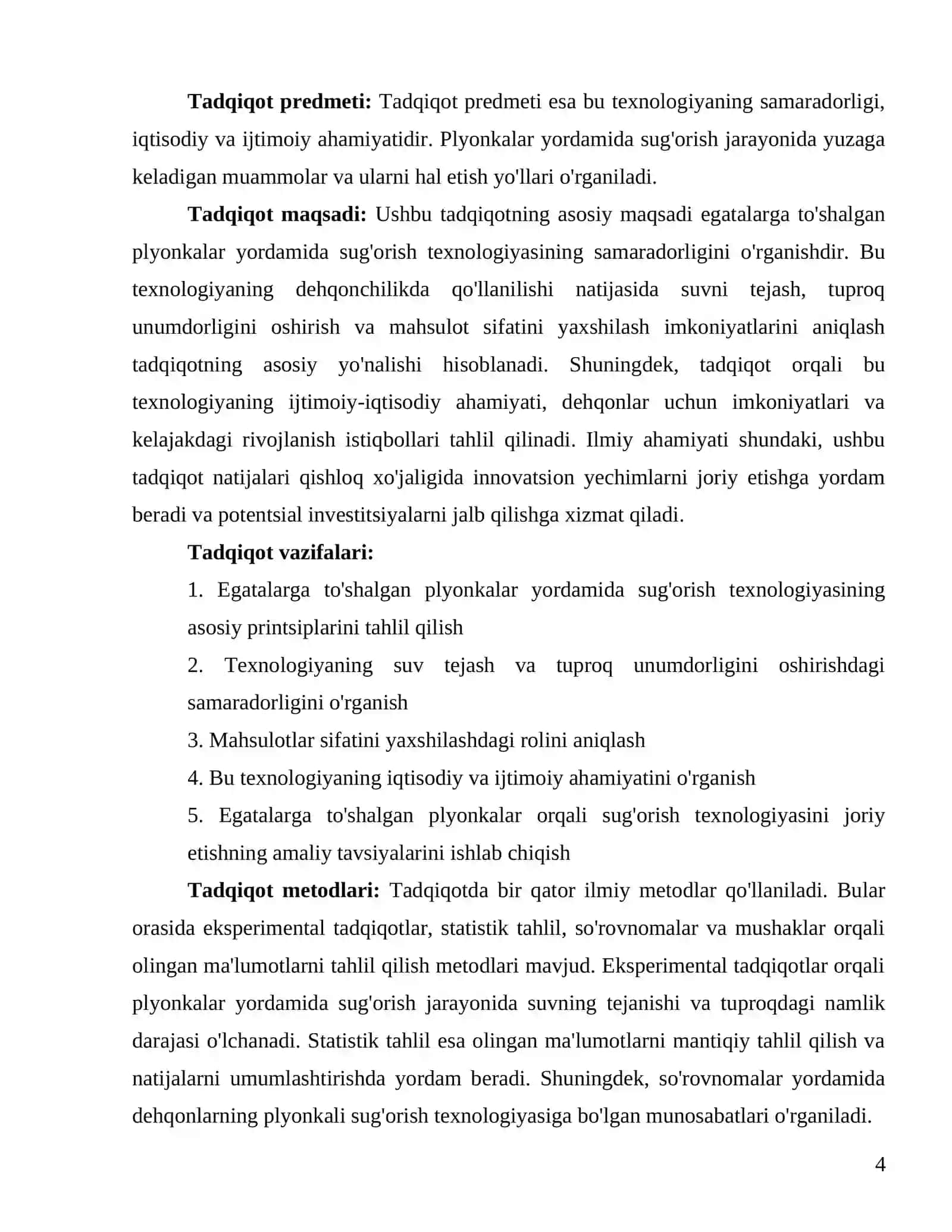 Egatlarga toʻshalgan plyonkalar orqali sugʻorish texnologiyasi 4