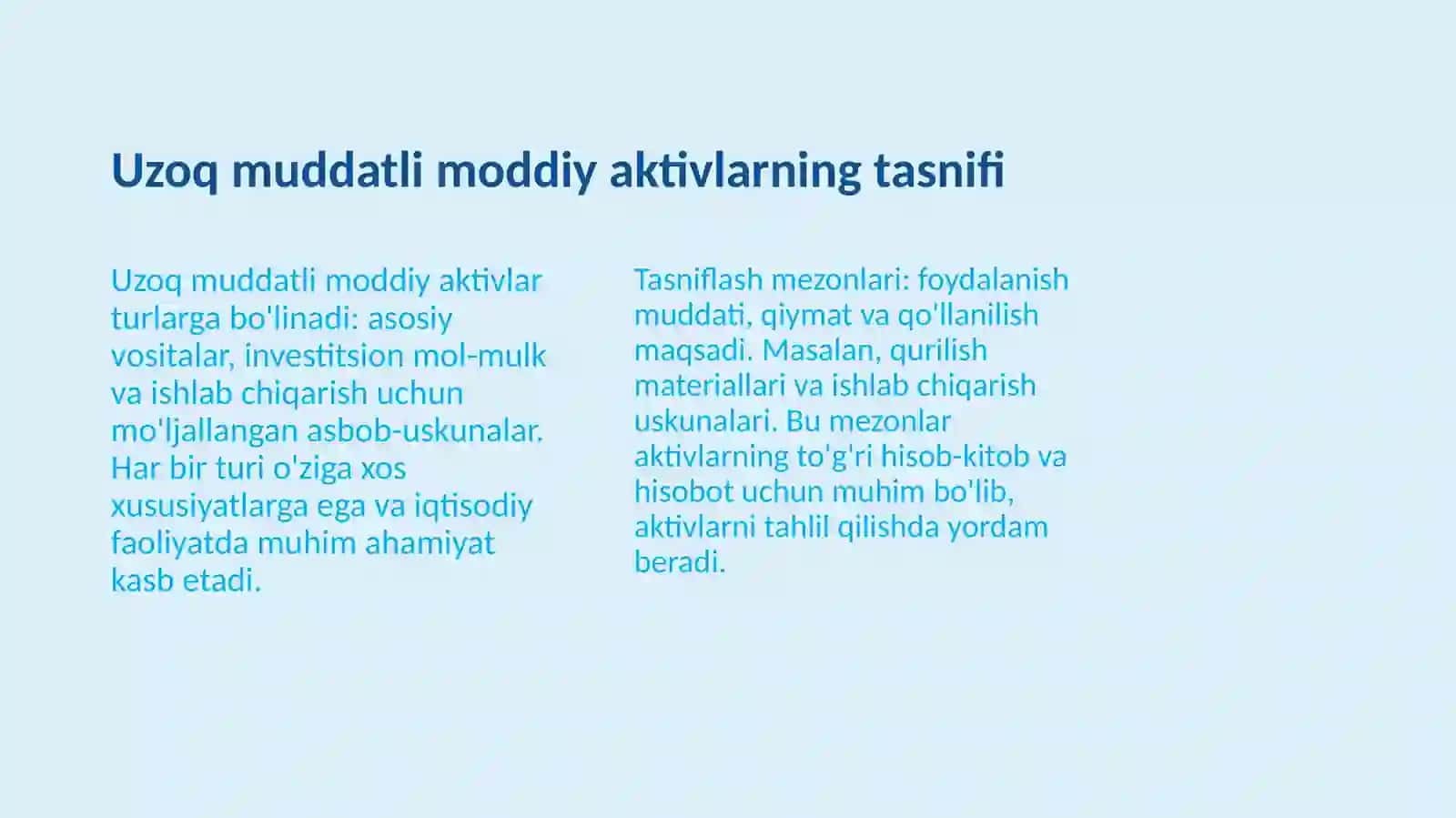 Uzoq muddatli moddiy aktivlar hisobi 4