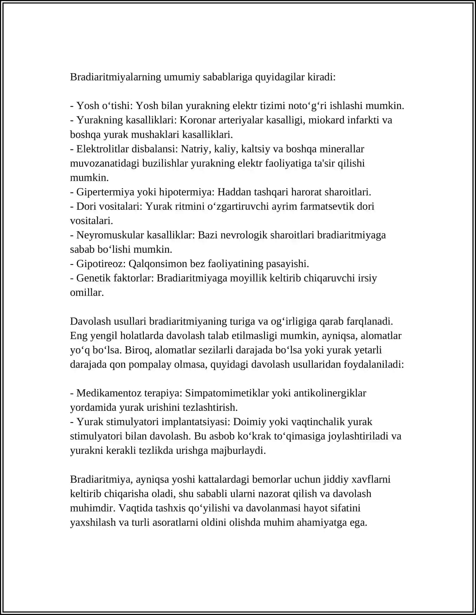 BRADIARITMIYA BILAN OGʻRIGAN BEMORLARNI DAVOLASH TAKTIKASI.KARDIYAK STIMULYATSIYA FONIDA EKG.ELEKTRON YURAK STIMULYATORI DISFUNKSIYASI 4