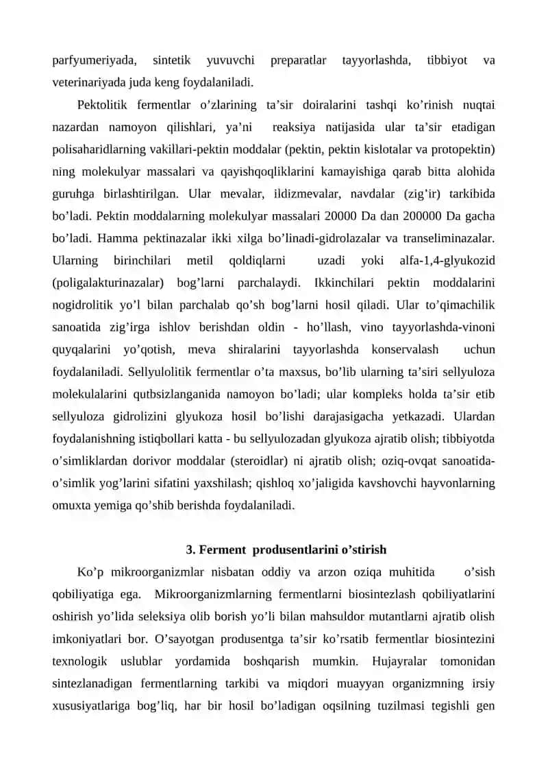 Fermentlarni mikrobiologik sintez yo’li bilan ajratib olish 4