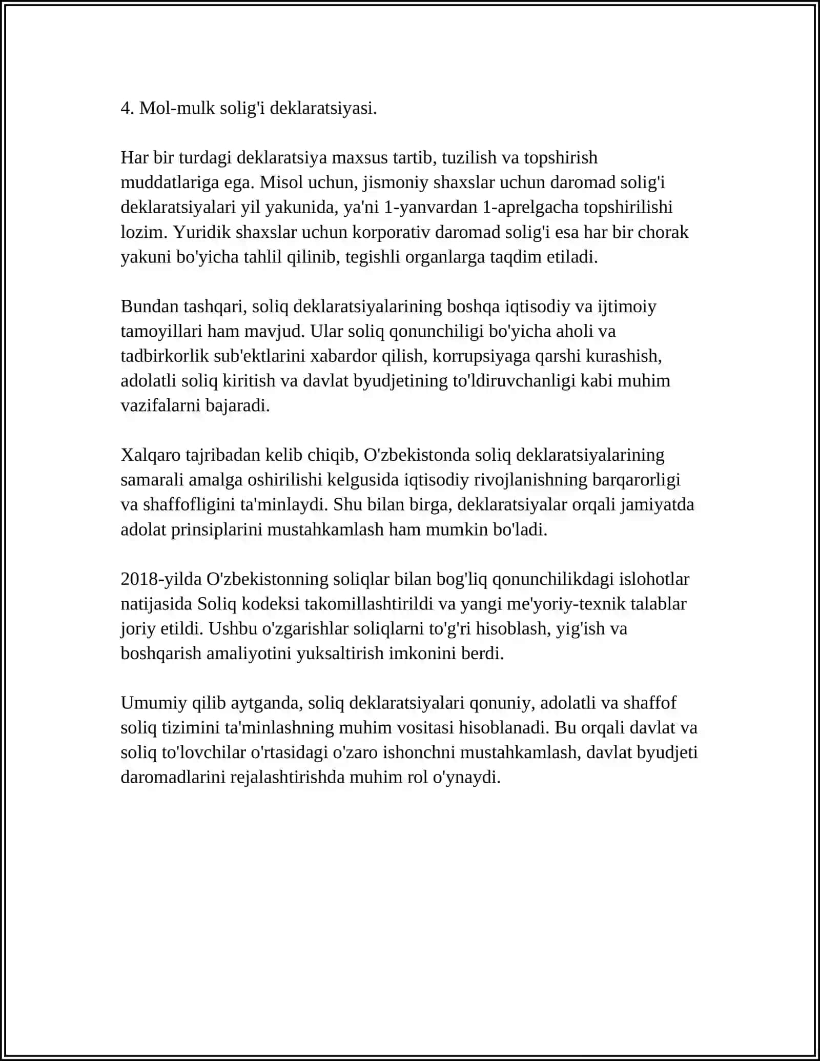 SOLIQ DEKLARATSIYALARNI QAYTA ISHLASH 4