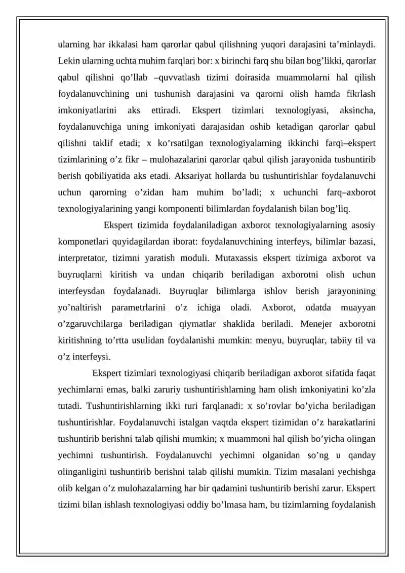 Ekspert tizimlarining tarkibi va imkoniyatlari 4