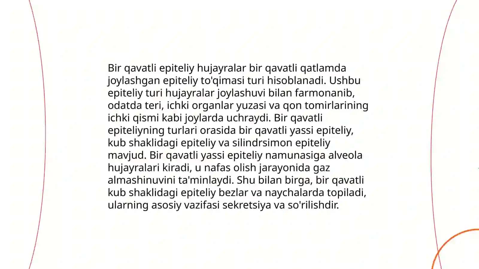 Toʻqimalar klassifikatsiyasi va bir qavatli epiteliy 4