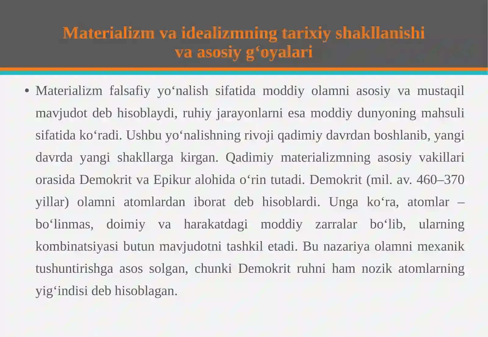 Zamonaviy falsafa: Materializm va idealizmning integratsiya jarayoni 4