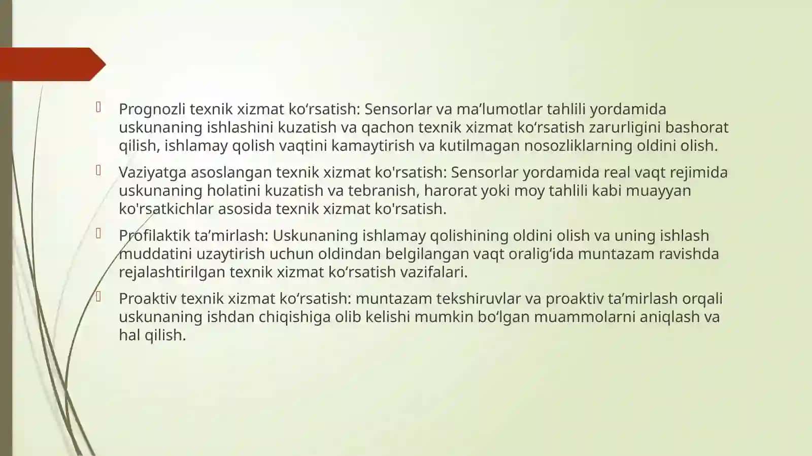 Texnologik jixozlar nita’mirlash va texnik xizmat ko’rsatish fanidant tag’dimot loyihasi 4