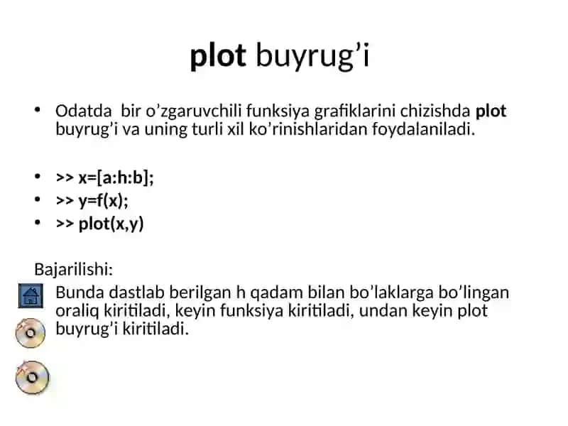 MATLAB DASTURIDA FUNKSIYALAR GRAFIKLARINI QURISH 4