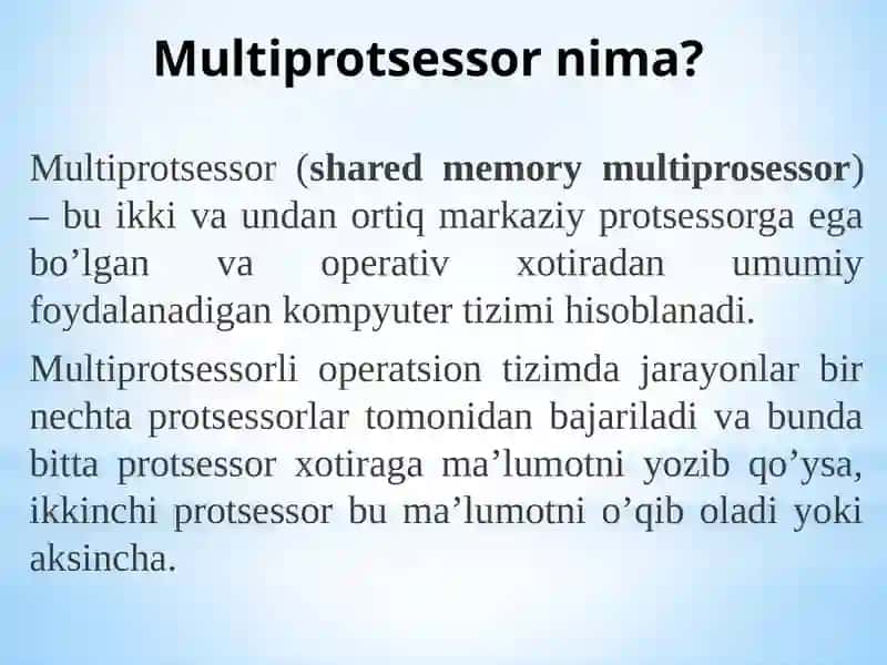 MULTIPROTSESSORLI TIZIMLAR 4