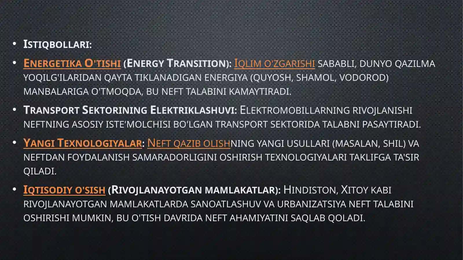 Jahon neft bozori: Asosiy tamoyillar 4