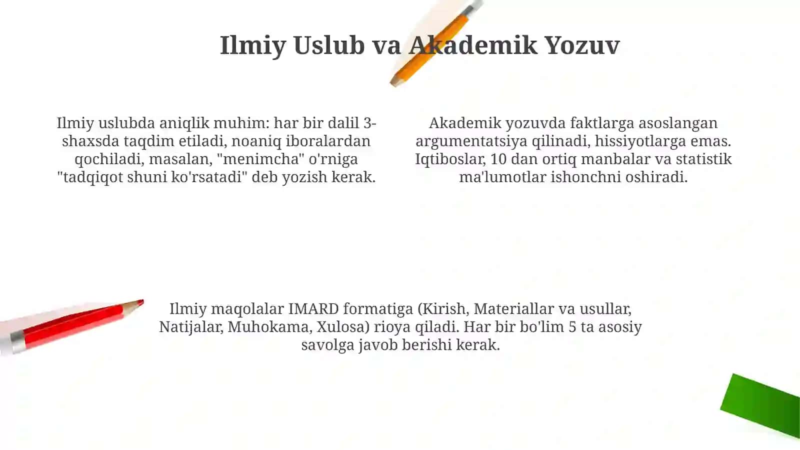 Ilmiy matn tuzilishi: kirish, asosiy qism va xulosa yozish metodikasi 4