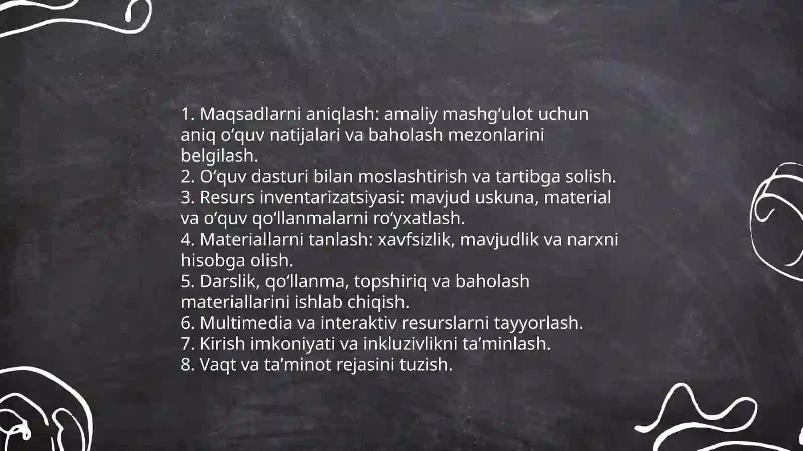 Amaliy mashgʻulotlarga tayyorgarlik koʻrish 4