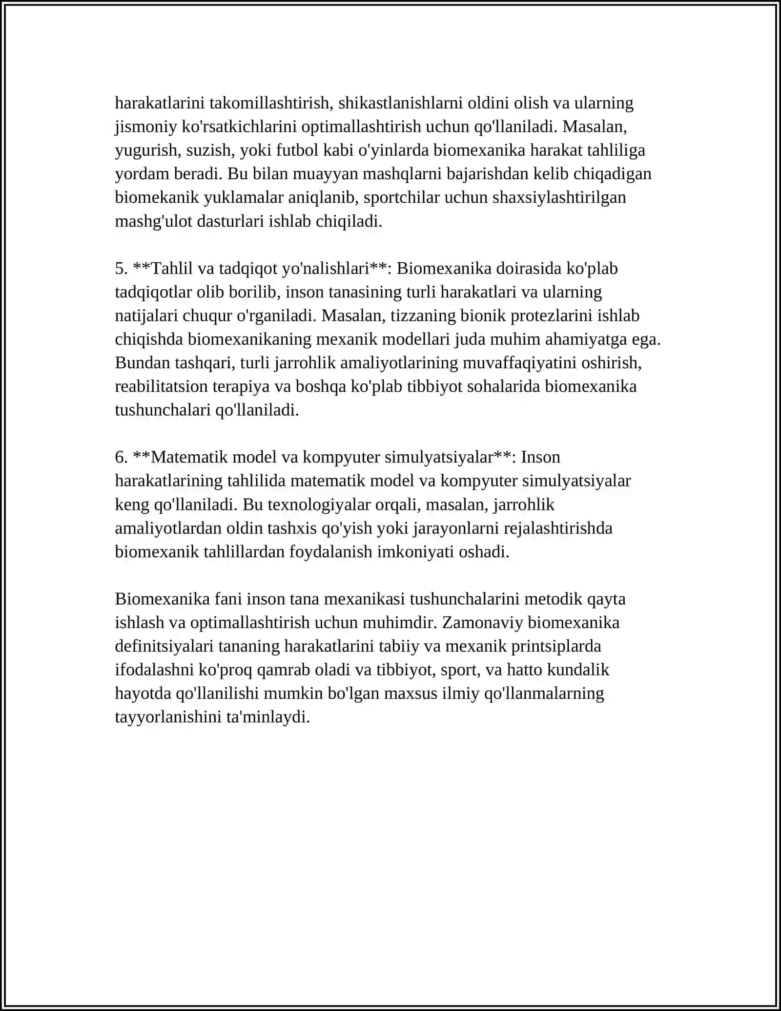 MUSTAQIL ISH Mavzu: BIOMEXANIKANING ZAMONAVIY RIVOJLANISH BOSQICHI 4